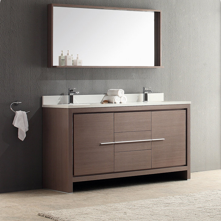Fresca Allier 60" Double Modern Bathroom Vanity Set with Mirror